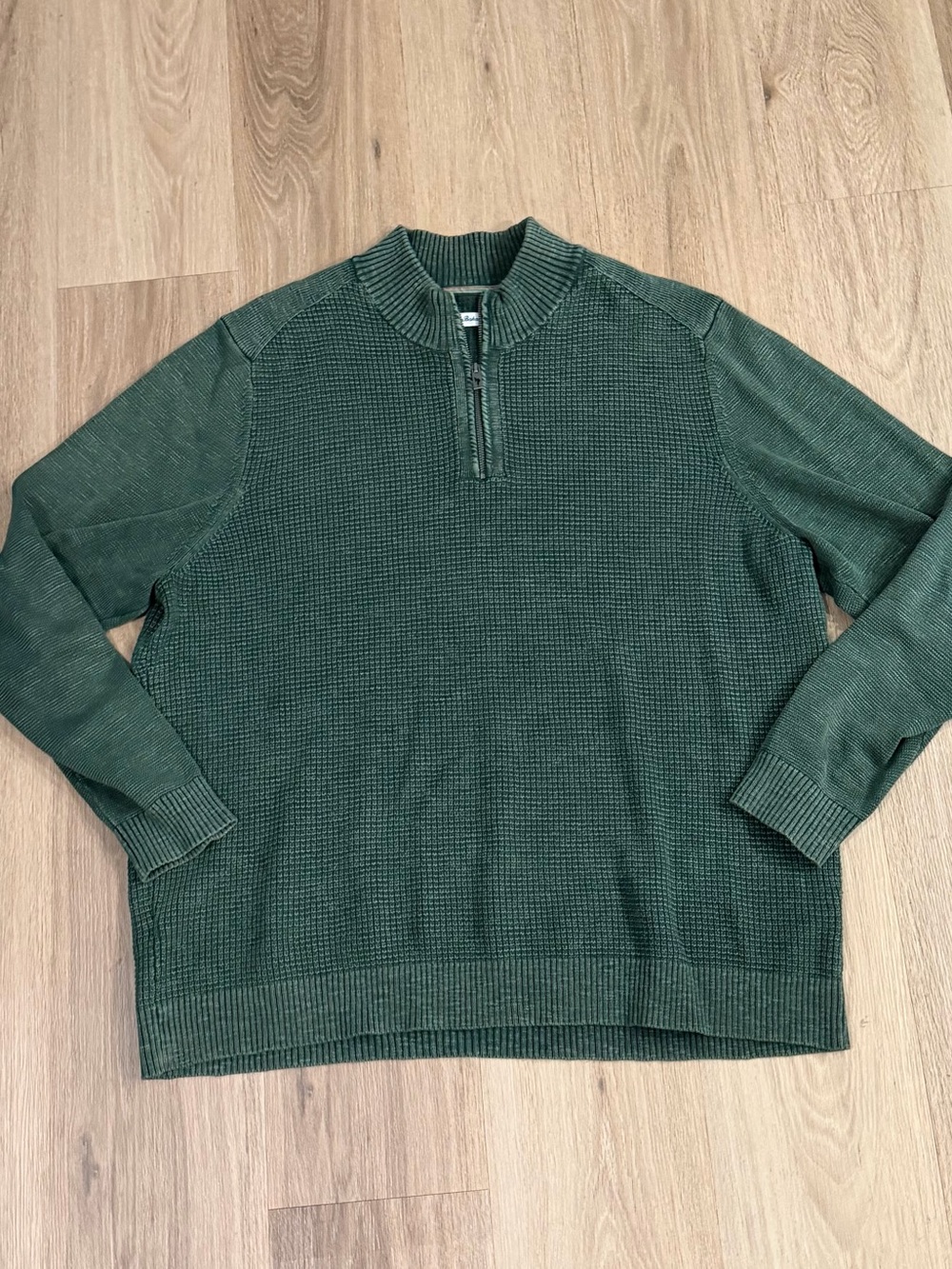 Tommy Bahama Men’s Sandover Fit Half-Zip Green Cotton Waffle Knit Sweater XXL